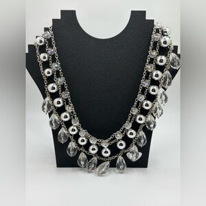Silver and Clear Beaded Necklace